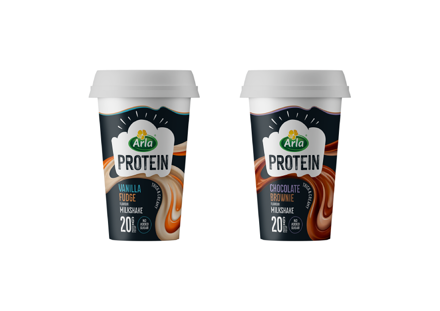 two protein milkshakes Arla next to eachother